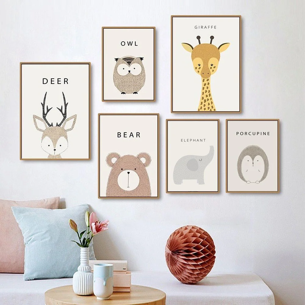 Kinderzimmer Poster-Set „Waldtiere“ – 6er-Set, A4